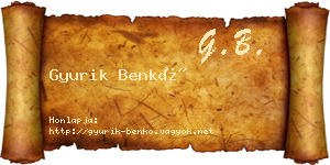 Gyurik Benkő névjegykártya